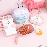 Cute Bento Boxes: Double Layer Car Lunch Box, Kids Plastic Bento Box Food Storage Container, Microwave Safe for School